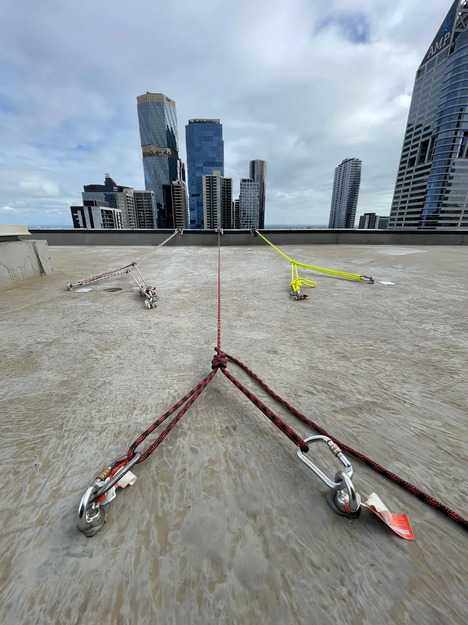 Rope-access façade works on St Kilda Road tower, Melbourne