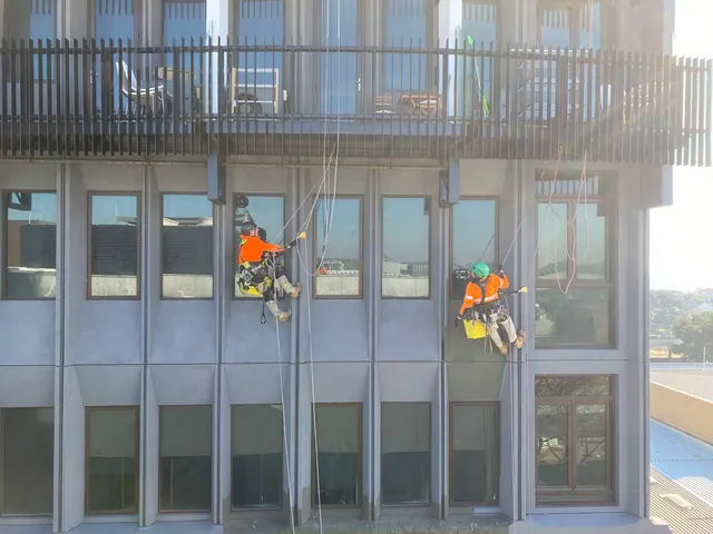 Rope-access façade works at Emporium, Melbourne CBD
